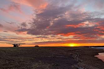 Bering land bridge natl preserve flightseeing tours Camping Battle Rock at sunset